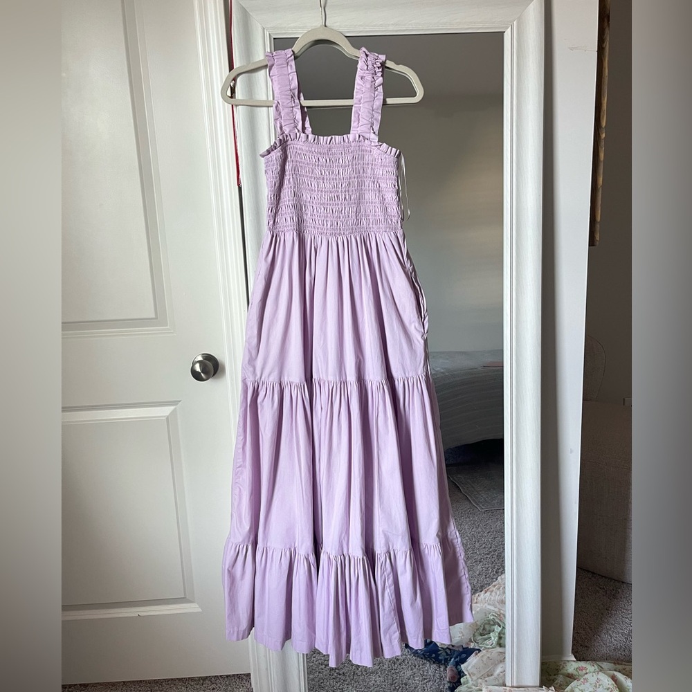 Abercrombie & Fitch Lilac Smocked Tiered Maxi Dress sz M
